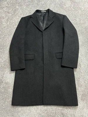 Abrigo Zara Edition Para Hombre Grande Negro Forrado Lana Muesca Solapa Frente Abierto Cálido Foto 1 de 4