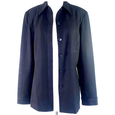 Chaqueta Camisa Ligera Liz Claiborne Manga Larga Con Botones Talla 10 Negra Foto 1 de 4