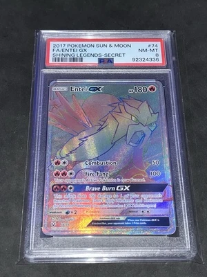 ✅Pokémon TCG 2017 S&M Entei GX Rainbow Secret Rare 74/73 Shining Legends PSA 8 - Image 1 of 4