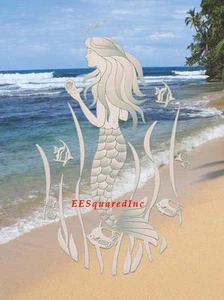 Mermaid Static Cling OVAL Window Decal 8x12 Sliding Glass & Shower Door Decor - Picture 1 of 12