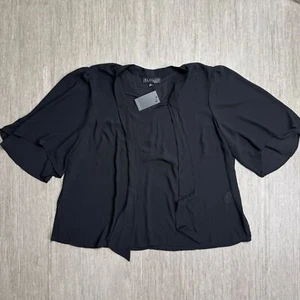 Eloquii Top Blouse Shirt 20W Womens Plus Size Black NEW Tie Collar Flare Sleeve - Picture 1 of 6