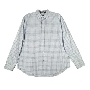 J. McLaughlin Shirt Mens XL Blue Gray Houndstooth Check Preppy Workwear Business - Picture 1 of 9
