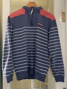 Vineyard Vines Striped Quarter Zip Sweater Shirt Adult Size Med Blue Red - Picture 1 of 11