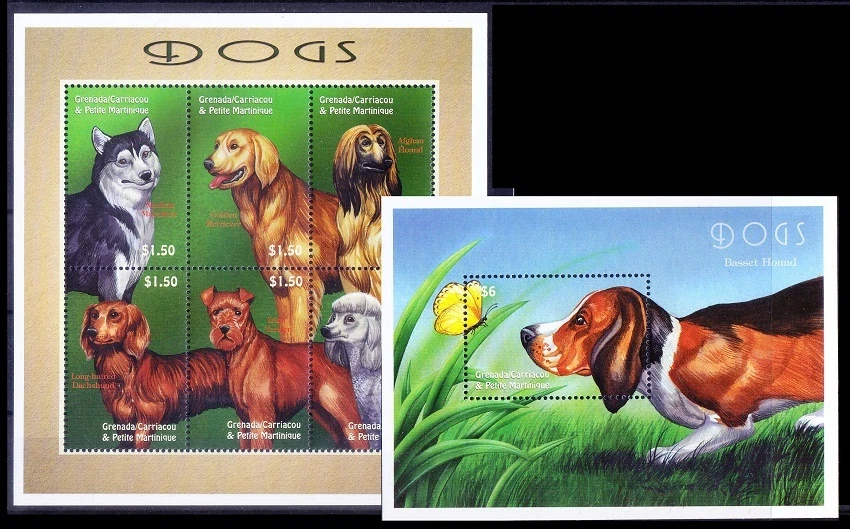 Grenada Gr. 2000 MNH 2 SS, Domestic Animals, Dogs, Butterflies (N149) - Image 1 of 1