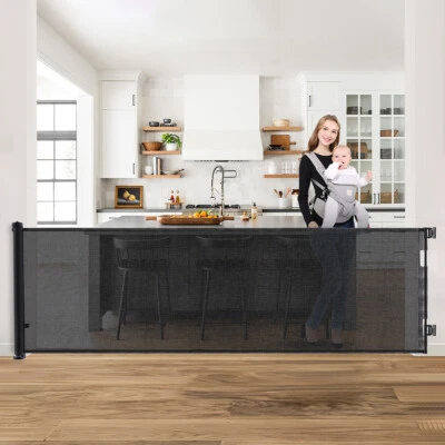 TIEKER 300cm Extra Wide Large Pet Dog Gate Retractable Stair Gate Stair Gates for Dogs