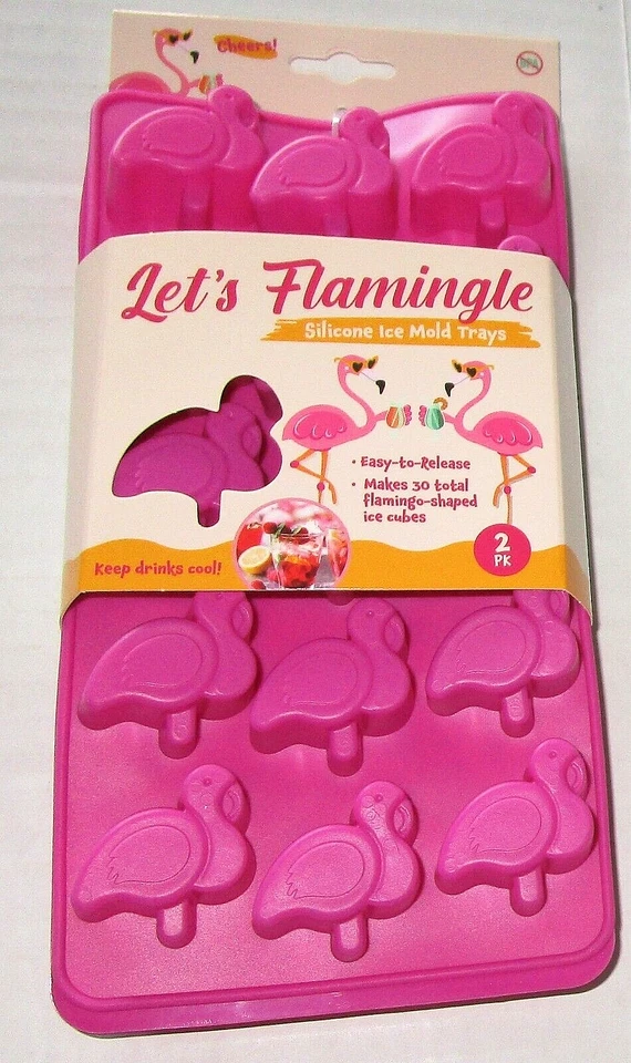 Everholder "LET'S FLAMINGLE" Silicone Flamingo Shape Cube Tray 2PK #J0522 -