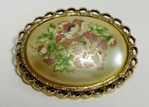 Large Vintage Oval Floral Gold Gilt Brooch Pin by 1928 Jewelry Co - Picture 1 of 5