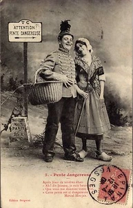 CPA Militaria - Carte fantaisiste de 1904 - Pente dangereuse - Imagen 1 de 1