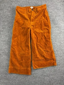 Madewell Corduroy Pants Women's 28P Rust Brown Orange Wide Leg Cropped Stretch - Picture 1 of 11