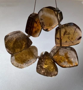 Citrine smoky quartz slice nugget beads size 25-19 mm 7 pieces strand - Picture 1 of 4