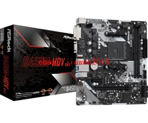 ASRock AMD B450 Motherboard M-ATX B450M-HDV R4.0 AM4 DDR4 SATA3 HDMI DVI-D NEW - Picture 1 of 5
