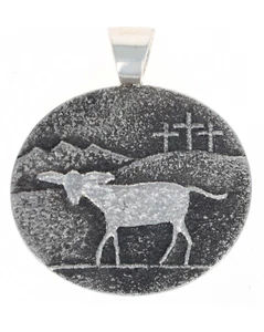 Tufa Cast Sterling Silver Lamb Pendant By Navajo Artist Darryl Dean Begay - Picture 1 of 3