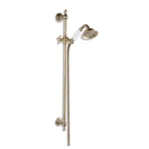 Shower Riser Rail With Retro Shower Head Antique Brass - Picture 1 of 3