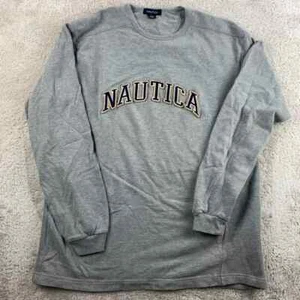 Vintage Nautica Mens Sweatshirt XL Pullover Spellout Gray Sweater - Picture 1 of 6