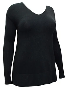 Curve Knitted Jumper Fine Knit BLACK V-Neck Plus Sizes 16 18 & 20 - Picture 1 of 4