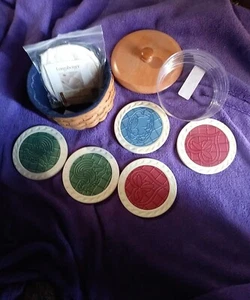 Longaberger 2006 Warm Brown, Coaster Basket Combo/5 Coasters/4 liners/13 PCS. - Bild 1 von 24