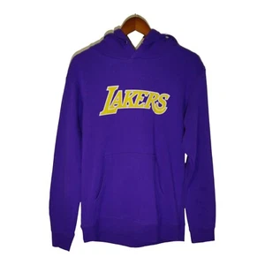 LAKERS Mens Hoodie Medium Purple Yellow Lebron James 32 Sweatshirt NBA Pullover - Picture 1 of 9