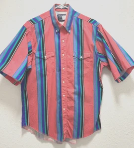 AWESOME Wrangler Western Brushpopper Shirt 16.5 Mens 46 Pink Stripe X-Long Tails - Picture 1 of 6