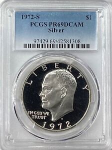 1972 -S Eisenhower Silver Proof Dollar **PCGS PR69**