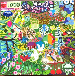 Bountiful Garden NEW Square 1000 PC Puzzle Birds Flowers Stylized Renditions - Picture 1 of 8