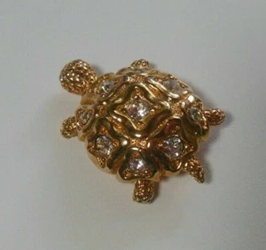 SWAROVSKI Swan Logo Gold-tone TURTLE Brooch - Picture 1 of 5