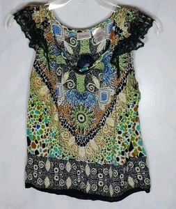 Forbidden Los Angeles Tank Top L Vibrant Boho Artsy Art To Wear Beachy Festival - Picture 1 of 7
