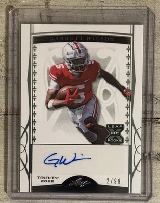 2022 Leaf Trinity Football Garrett Wilson Base Autograph Silver XRC SP #2/99 - Image 1 of 4