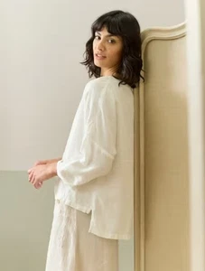 Brora Washed Linen Top Women's UK 16-18 Relaxed Fit Longline 100% European Linen - Picture 1 of 13
