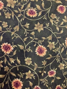 1 Yard Dark Green With Yellow Sunflowers 44” Wide 100% Cotton - Picture 1 of 1