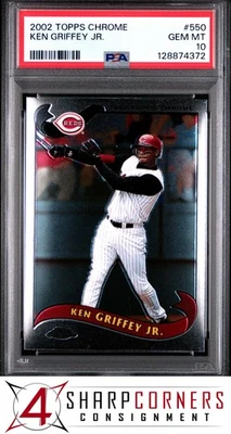 2002 TOPPS CHROME #550 KEN GRIFFEY JR. REDS HOF POP 4 PSA 10 - Image 1 of 3