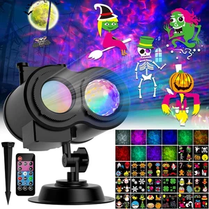 Holiday Light Projector Outdoor Indoor, 20 Slides RGBW Water Wave Halloween Chri - Picture 1 of 9