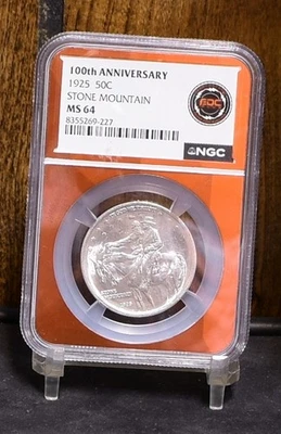 1925 Stone Mountain 100th Anniv. Comm Silver Half Dollar - NGCMS64 (#61087-L) - Image 1 of 4