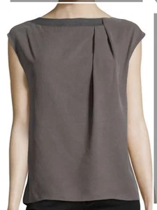Halston Silk Sleeveless Women's Top Blouse Heritage Brown Size 14 Large EUC - Picture 1 of 7