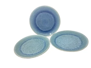 Crate & Barrel Portugal 10.25” CASPIAN BLUE Reactive Glaze DINNER PLATES THREE - Picture 1 of 7