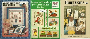 3 Cross Stitch Booklets "BunnyKins" "Cross Stitcher's Best Friends" "Tiny Tots" - Picture 1 of 4