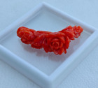 Flower Carved Red Coral, Carved Flower Coral Antique Hand Crafted Carved Coral