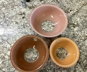 Vintage Pyrex 3er Set Keramik Rührschüsseln in Erdtönen - Bild 1 von 9