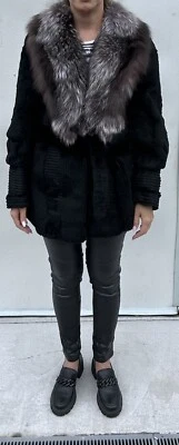 CHAQUETA ABRIGO CONEJO RECORTADA ZORRO PLATEADO VINTAGE PEQUEÑA LIGERAMENTE USADA Foto 1 de 4