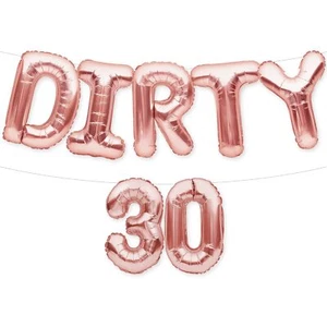PartyForever Rose Gold Foil Balloon Letters Birthday Party Banner with 30th B... - Picture 1 of 6