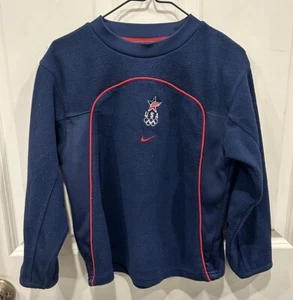 Vintage Navy Nike Team USA Olympics Youth Size 7 Fleece Sweatshirt - Picture 1 of 6
