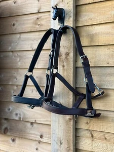 LEATHER HEAD COLLAR, BLACK or BROWN PONY COB FULL - Picture 1 of 2