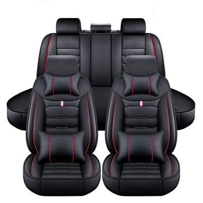 For Kia Car Seat Covers Luxury Leather 5-Seat Full Set Front Rear Back Protector - Image 1 of 4