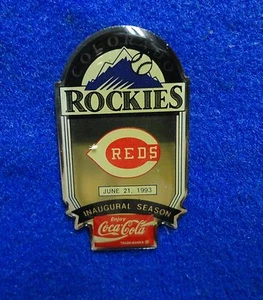 Cincinnati Reds Coca-Cola Colorado Rockies Inaugural MLB Baseball Lapel Pin - Picture 1 of 1