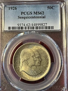 1926 50c MS62 PCGS SESQUICENTENNIAL HALF DOLLAR Brilliant White Coin! - Picture 1 of 4