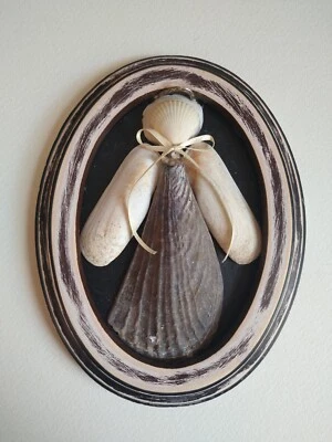 Newly Handcrafted Rustic Framed Seashell Angel Approx. 7" by 9" - Image 1 of 4