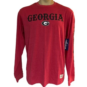 NEW UGA Georgia Bulldogs Wrangler Long Sleeve Red Crew Neck Shirt Men's L - Picture 1 of 6