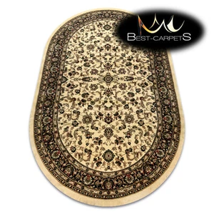 ALFOMBRAS CLÁSICAS GRUESAS Y SUAVES ""REALES"" Adorno ovalado beige Mejor Calidad - Imagen 1 de 6