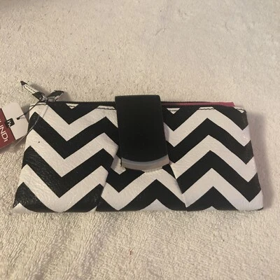 Cartera Mundi blanca y negra plegable con cremallera superior nueva con etiquetas Foto 1 de 4