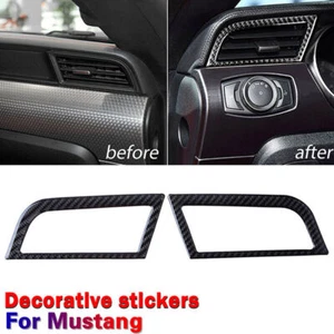 Fits Ford Mustang 2015-2019 Carbon Fiber Interior Dashboard Air Vent Cover Trim - Picture 1 of 6