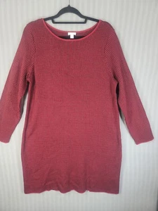 J Jill Red Black Houndstooth Print Knit Crew Neck Long Sleeve Dress Women’s L - Picture 1 of 7